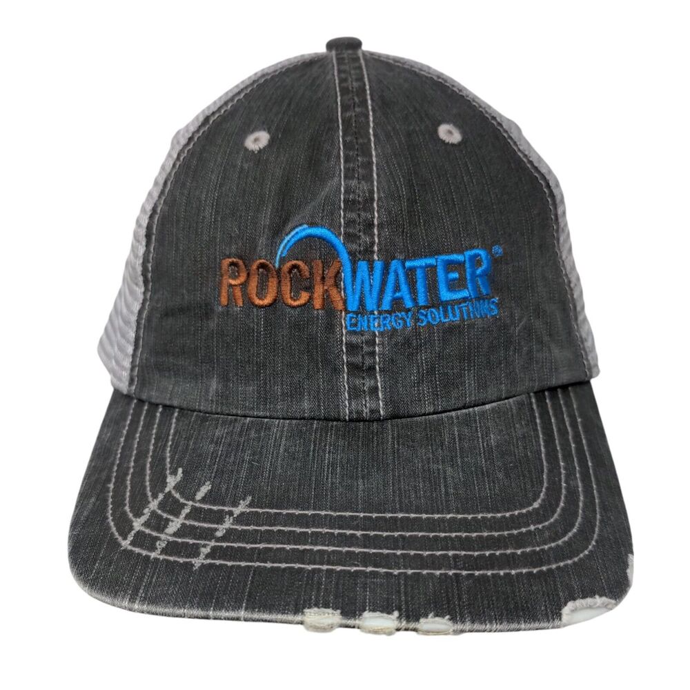 Rockwater Energy Solutions Strapback Trucker Hat Gray OSFA Mesh Back Distressed
